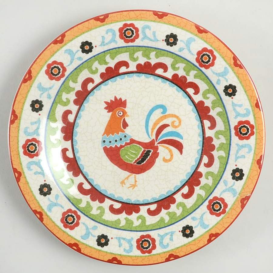 Suzani Rooster Appetizer Plate by 222 Fifth (PTS)-1