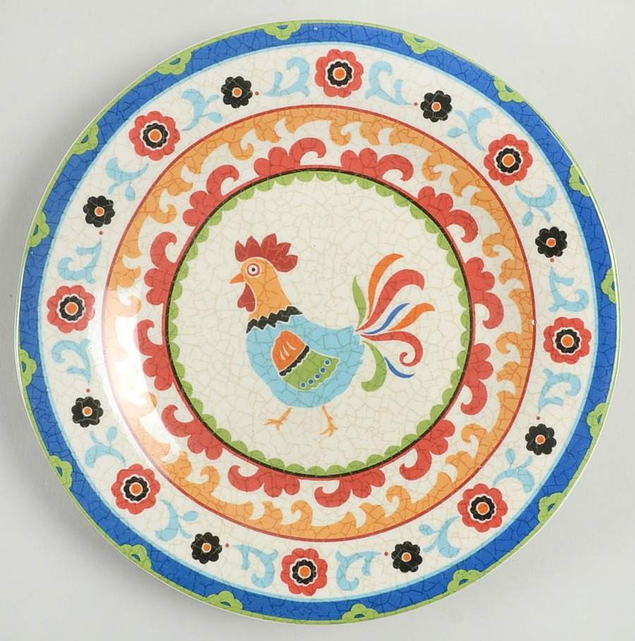 Suzani Rooster Appetizer Plate by 222 Fifth (PTS)-1
