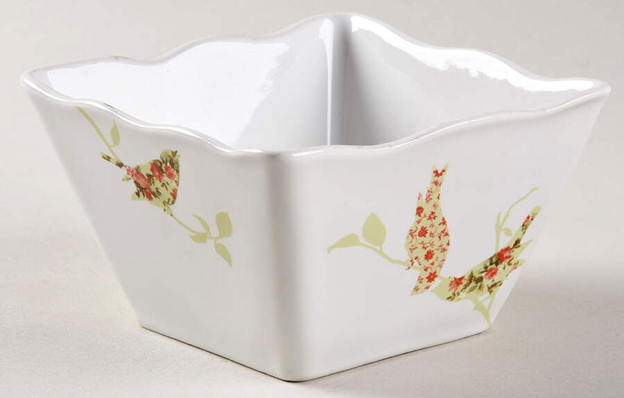 Chintz Birds Individual Square Appetizer Bowl by 222 Fifth (PTS)-1