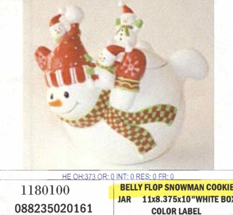 Belly Flop Snowman Cookie Jar & Lid by American Atelier-1