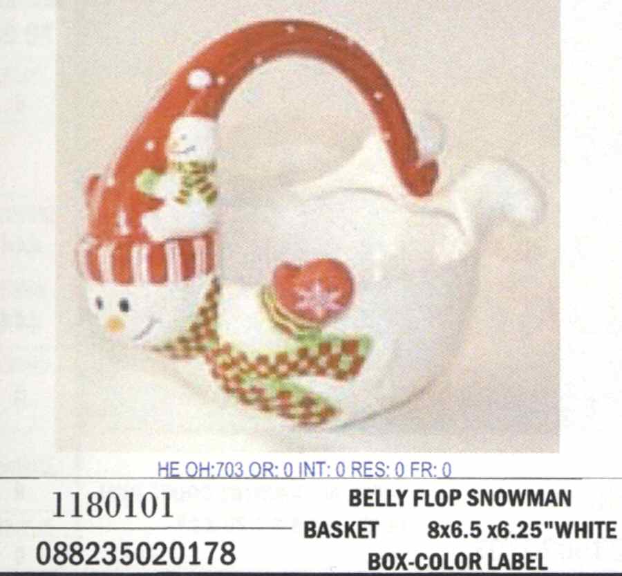 Belly Flop Snowman 6" Handled Basket by American Atelier-1