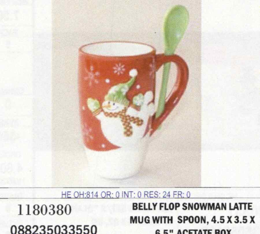 Belly Flop Snowman Slotted Handle Mug & Ceramic Spoon Set by American Atelier-1