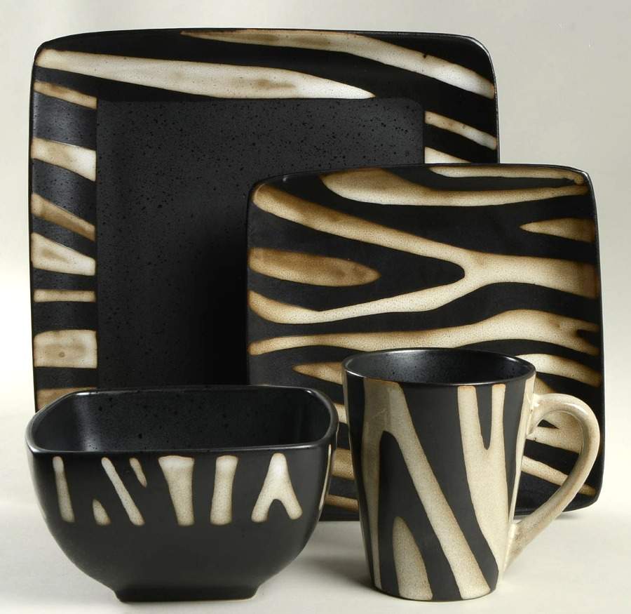 Safari Zebra White 4 Piece Place Setting by American Atelier-1