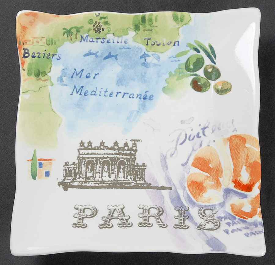 Paris Travels Square Appetizer Plate by 222 Fifth (PTS)-1
