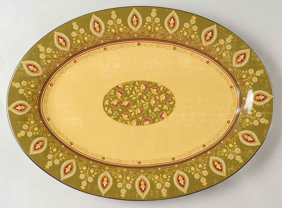 Kashmir Green 16" Oval Serving Platter by Artistic Accents-1