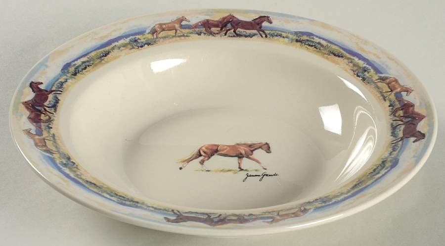 Western Horse with Scenic Rim Rim Soup Bowl by Anglers Expressions-1