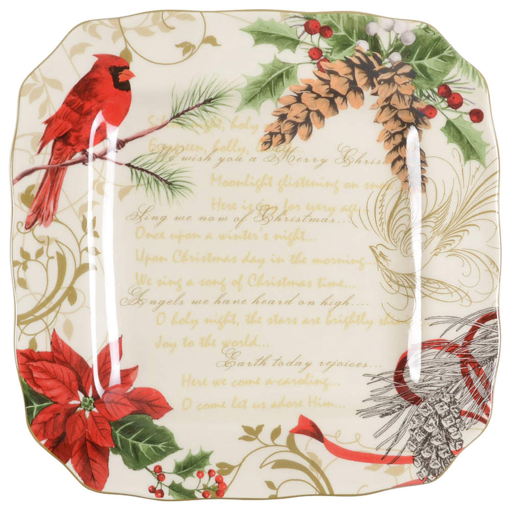 Holiday Wishes Square Dinner Plate - Set of 4 by 222 Fifth (PTS)-1