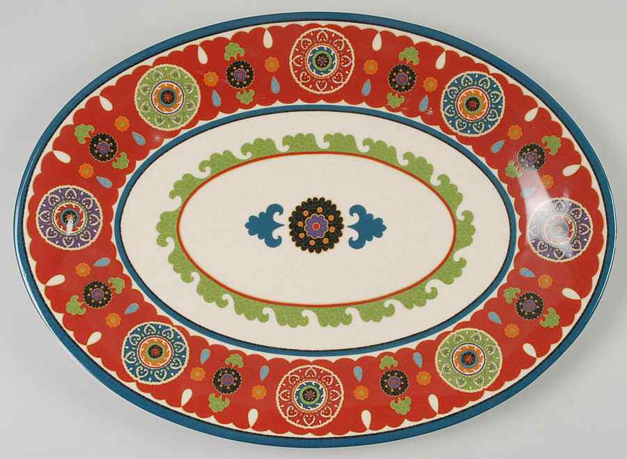 Royal Suzani 16" Oval Serving Platter by 222 Fifth (PTS)-1