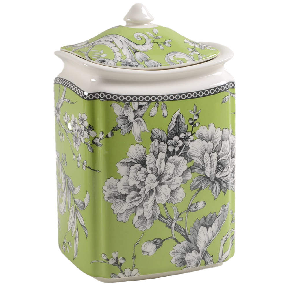 Adelaide Green and White Medium Canister & Lid by 222 Fifth (PTS)-1