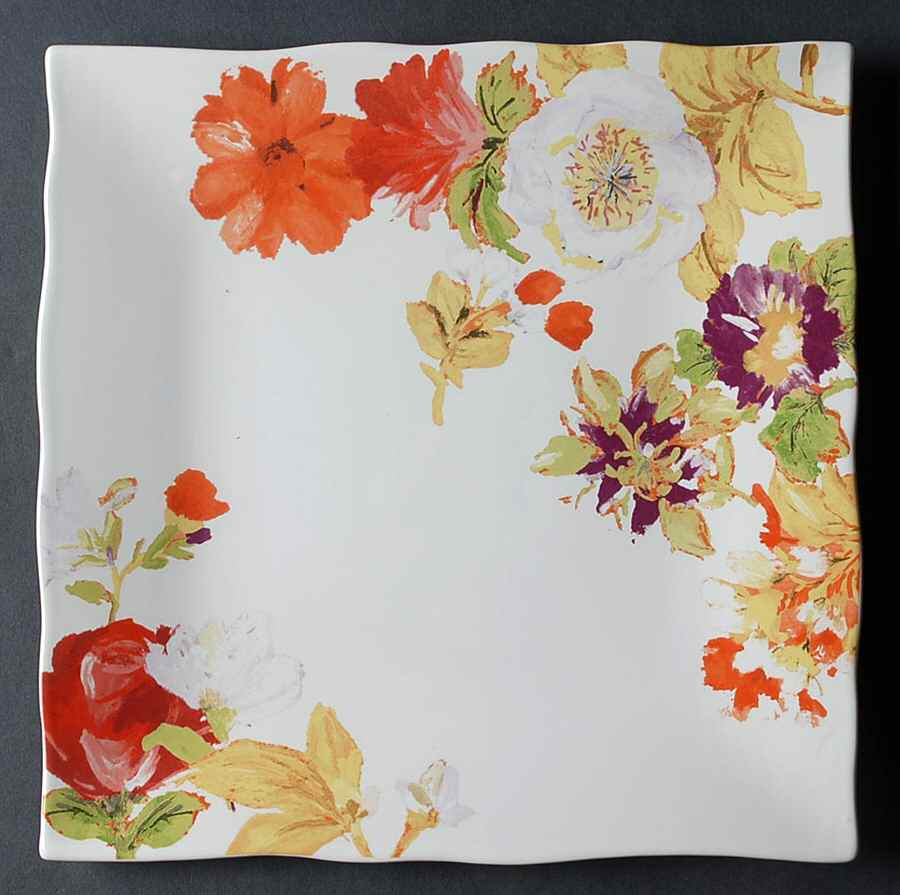 Bouquet le Fleur Square Dinner Plate by 222 Fifth (PTS)-1