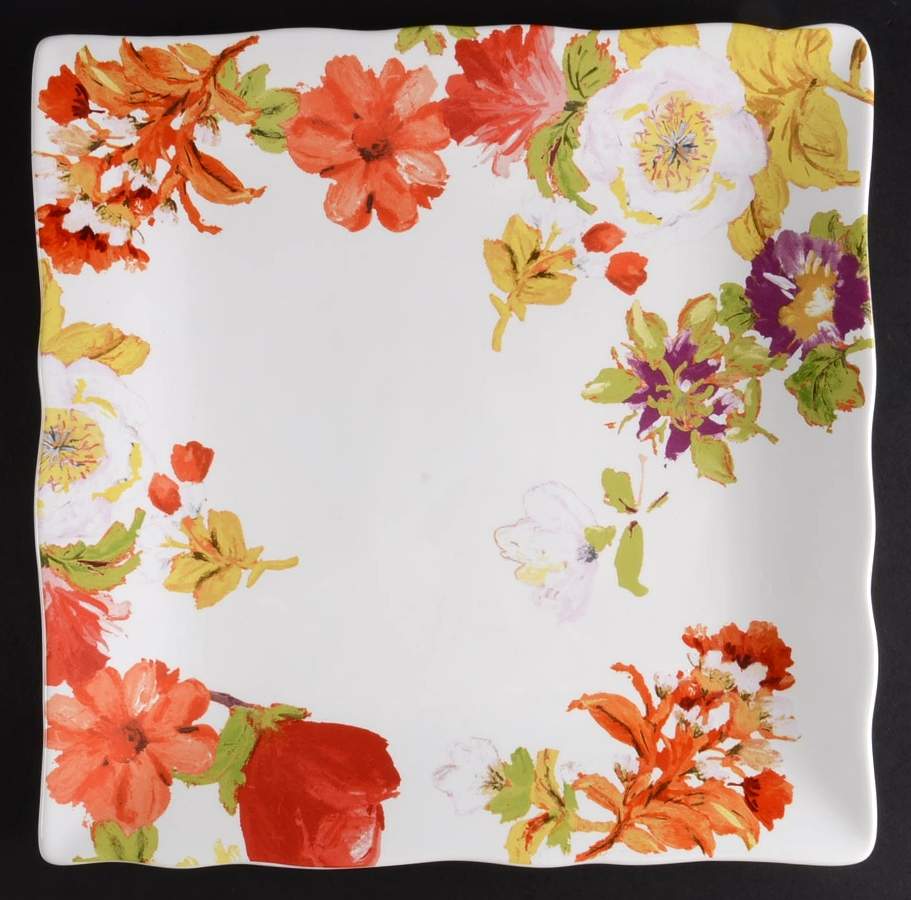 Bouquet le Fleur 12" Square Serving Platter by 222 Fifth (PTS)-1