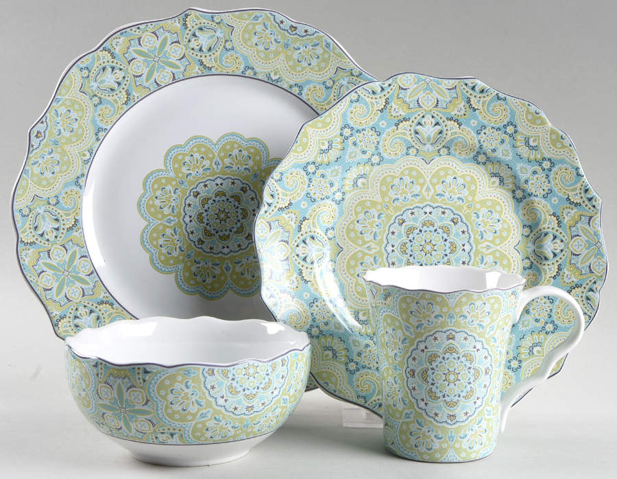 Lyria Teal 4 Piece Place Setting by 222 Fifth (PTS)-1