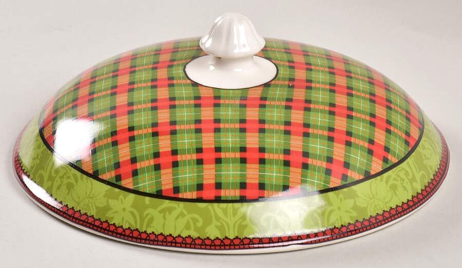 Christmas Scotty Argyle Lid for Round Vegetable by 222 Fifth (PTS)-1