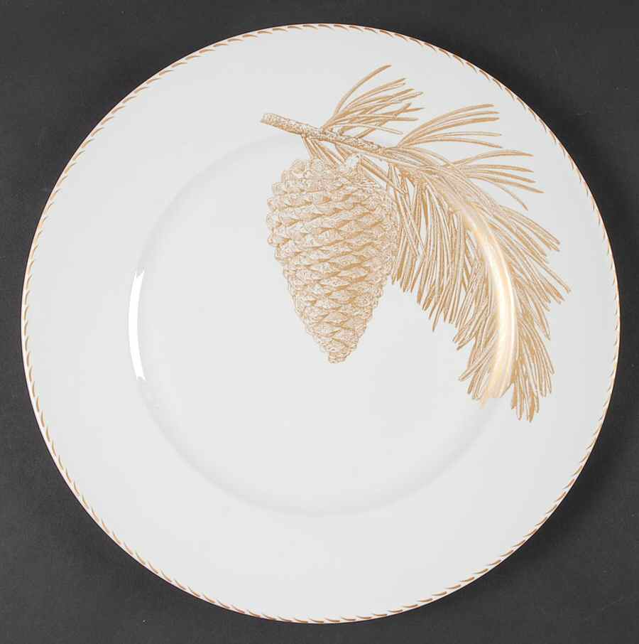 Gold Leaves Dinner Plate by 222 Fifth (PTS)-1