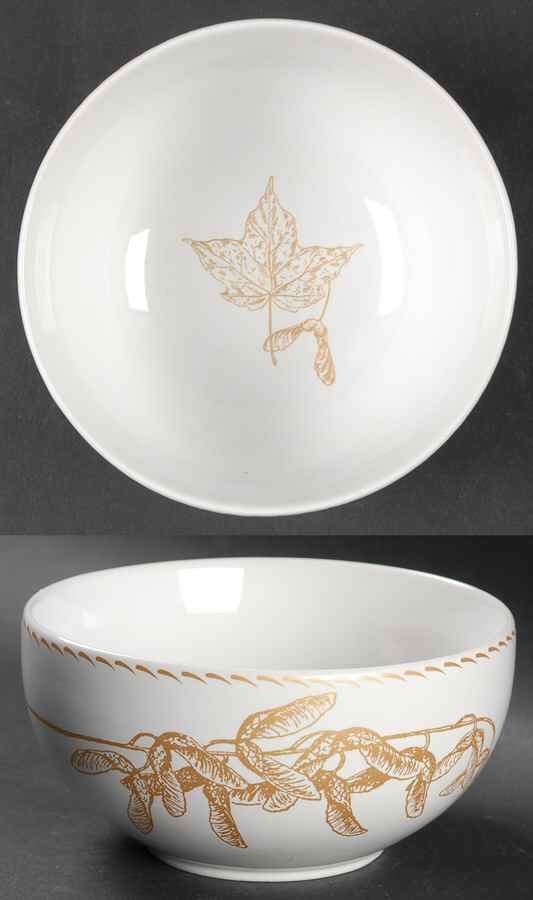 Gold Leaves Soup/Cereal Bowl by 222 Fifth (PTS)-1