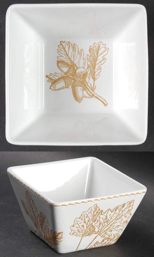 Gold Leaves Individual Square Appetizer Bowl by 222 Fifth (PTS)-1