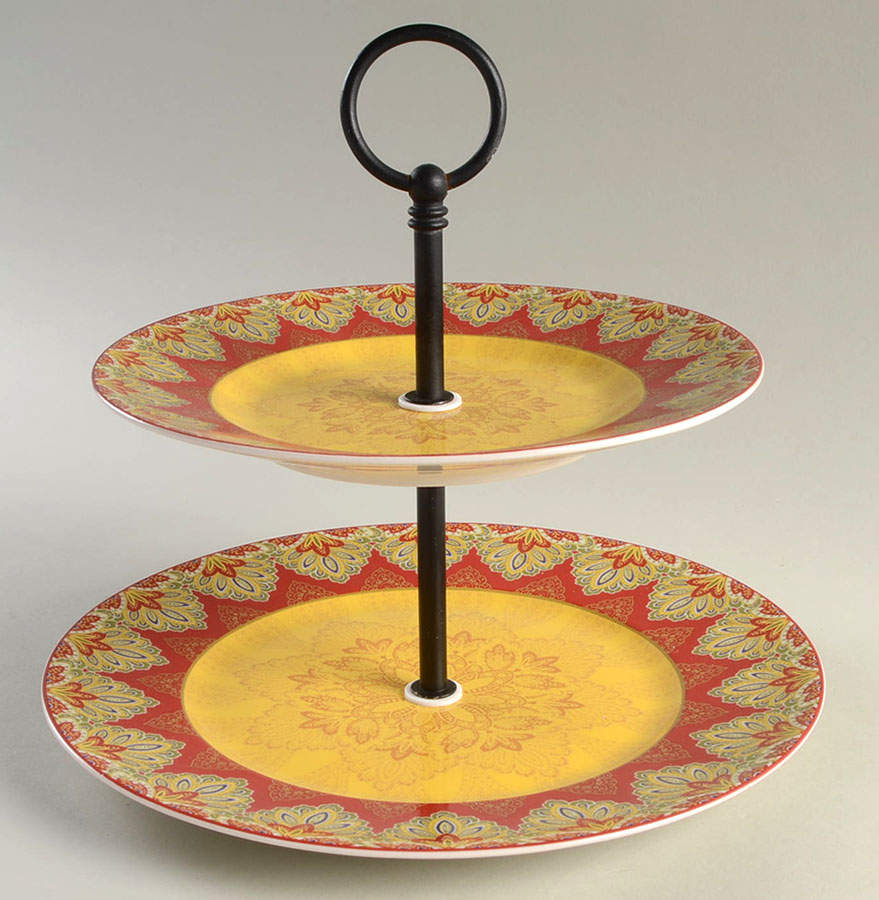 Spice Kingdom 2 Tiered Serving Tray (Dinner & Salad Plate) by 222 Fifth (PTS)-1