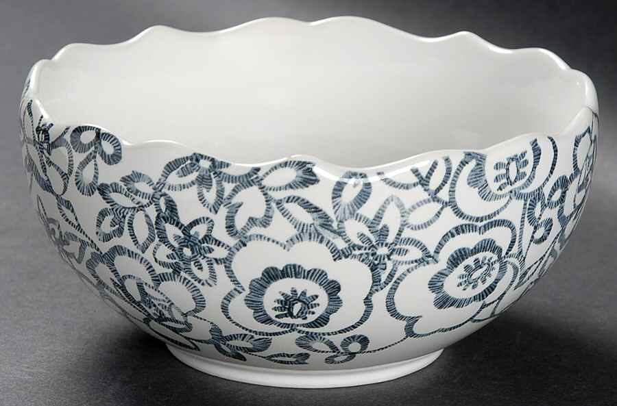 Lace Labyrinth Charcoal Soup/Cereal Bowl by 222 Fifth (PTS)-1