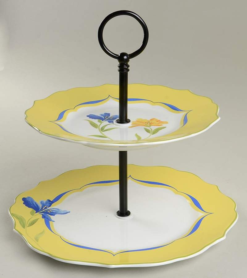 French Garden 2 Tiered Serving Tray (Dinner & Salad Plate) by 222 Fifth (PTS)-1