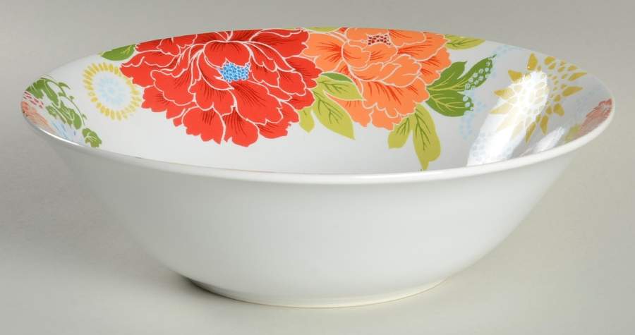 Huang White (Bright Floral) 10" Round Serving Bowl by 222 Fifth (PTS)-1