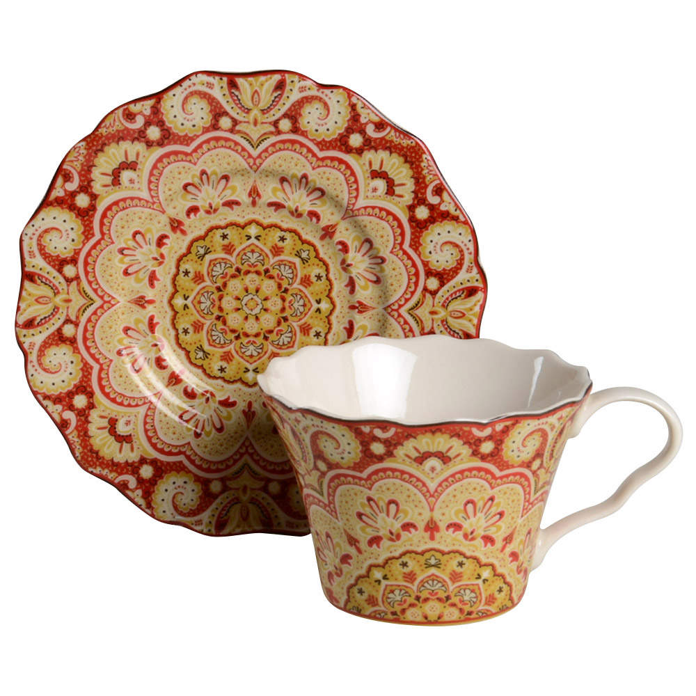 Lyria Saffron Flat Cup & Saucer Set by 222 Fifth (PTS)-1