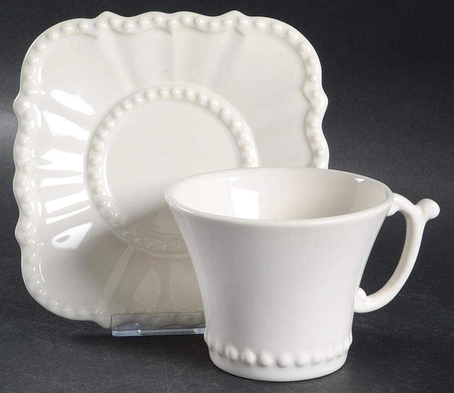 Grand Siecle Cream Flat Cup & Saucer Set by Antheor (France)-1
