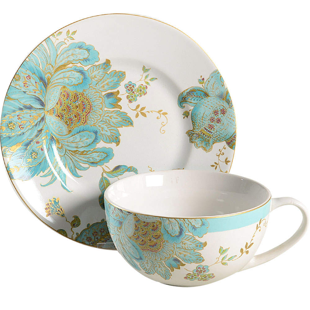 Eliza Spring Blue Soup Mug & Plate Set (Uses the Salad Plate) by 222 Fifth (PTS)-1
