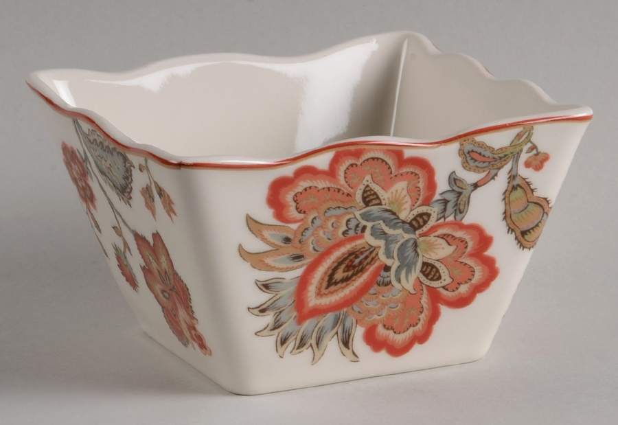 Winter Floral Red Individual Square Appetizer Bowl by 222 Fifth (PTS)-1