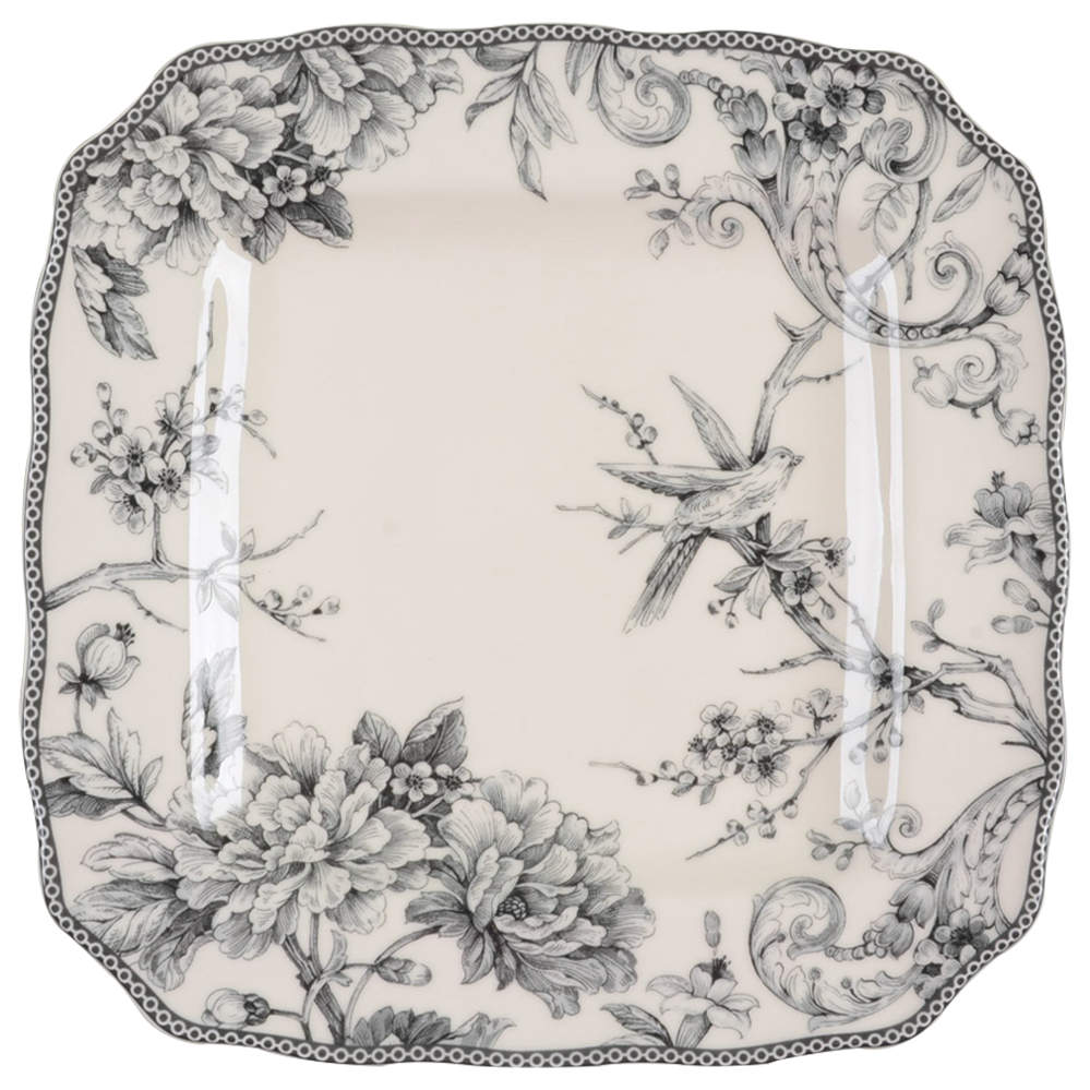 Adelaide Grey and White Square Dinner Plate by 222 Fifth (PTS)-1