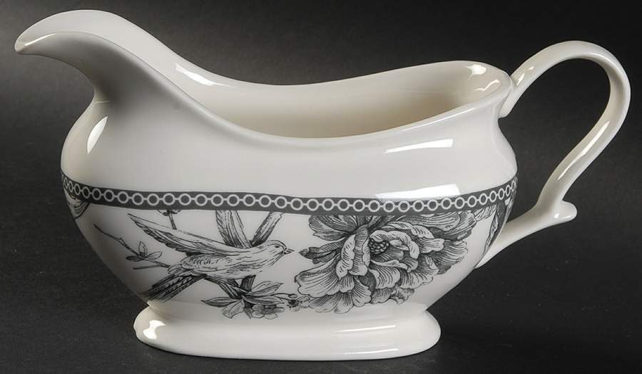 Adelaide Grey and White Gravy Boat by 222 Fifth (PTS)-1