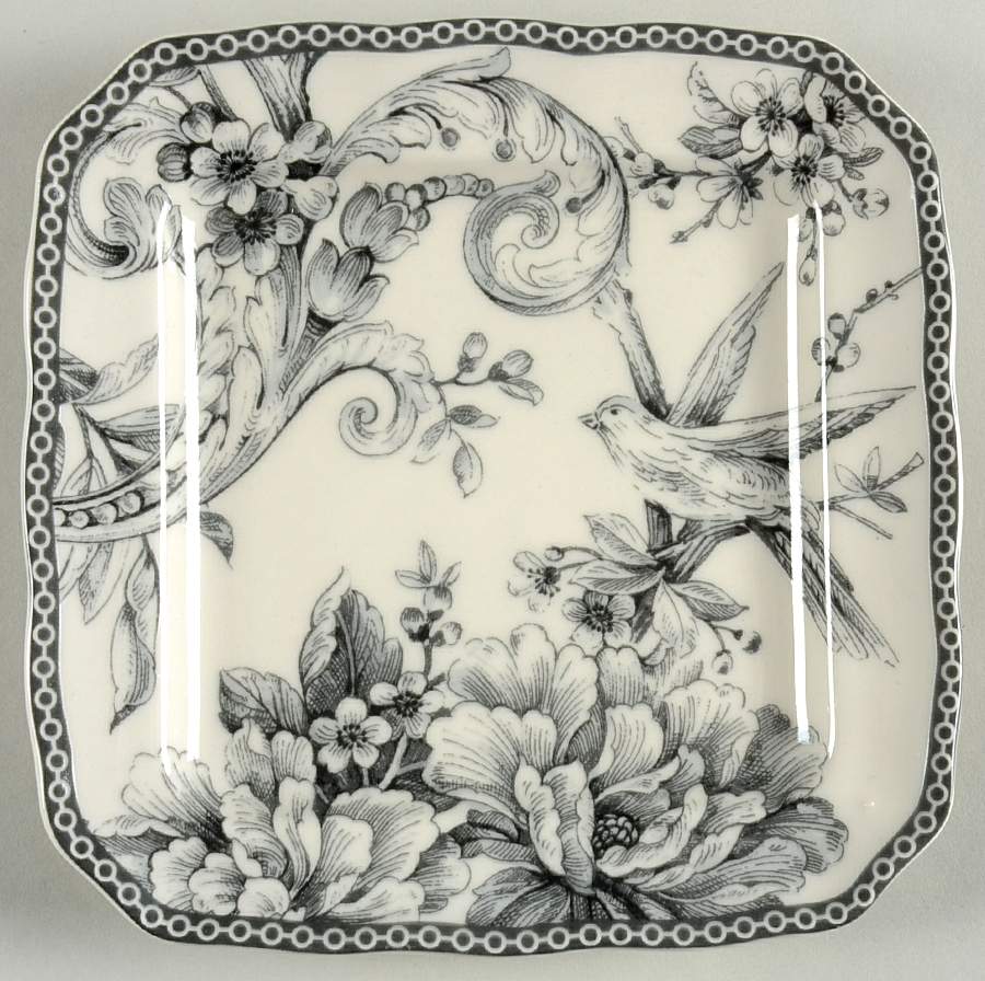 Adelaide Grey and White Square Appetizer Plate by 222 Fifth (PTS)-1