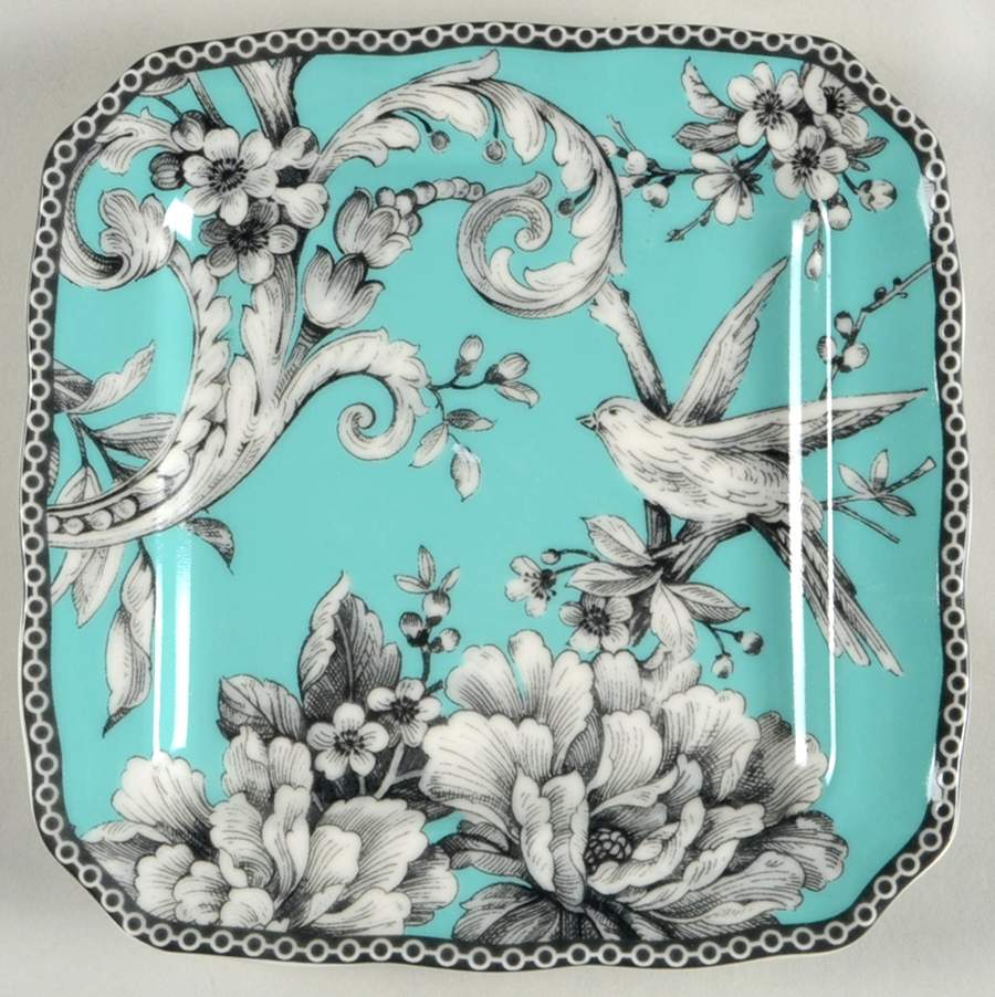 Adelaide Turquoise Square Appetizer Plate by 222 Fifth (PTS)-1
