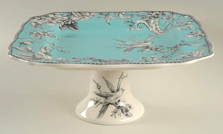 Adelaide Turquoise 11" Diameter Square Pedestal Cake Stand by 222 Fifth (PTS)-1