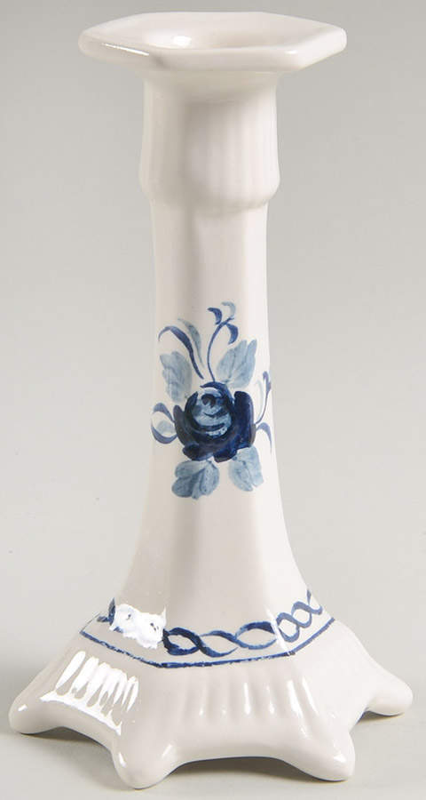 Baltic Blue (Older, Cream) Single Light Candlestick by Adams China-1