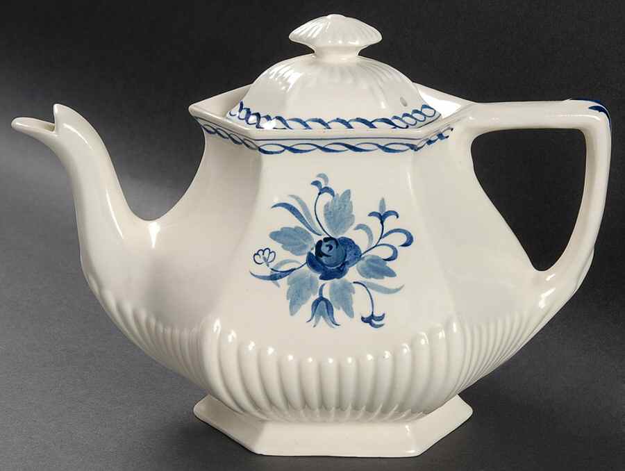 Baltic Blue (Older, Cream) Teapot & Lid by Adams China-1
