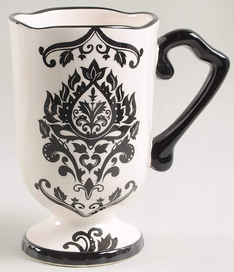 Damask Black Pedestal Mug by 222 Fifth (PTS)-1