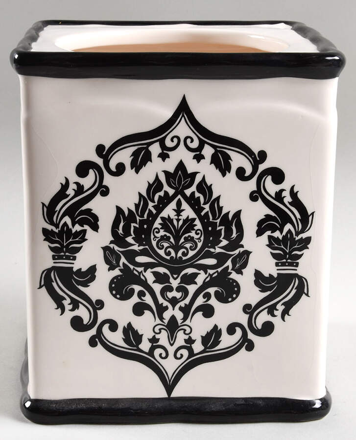 Damask Black Large Canister No Lid by 222 Fifth (PTS)-1