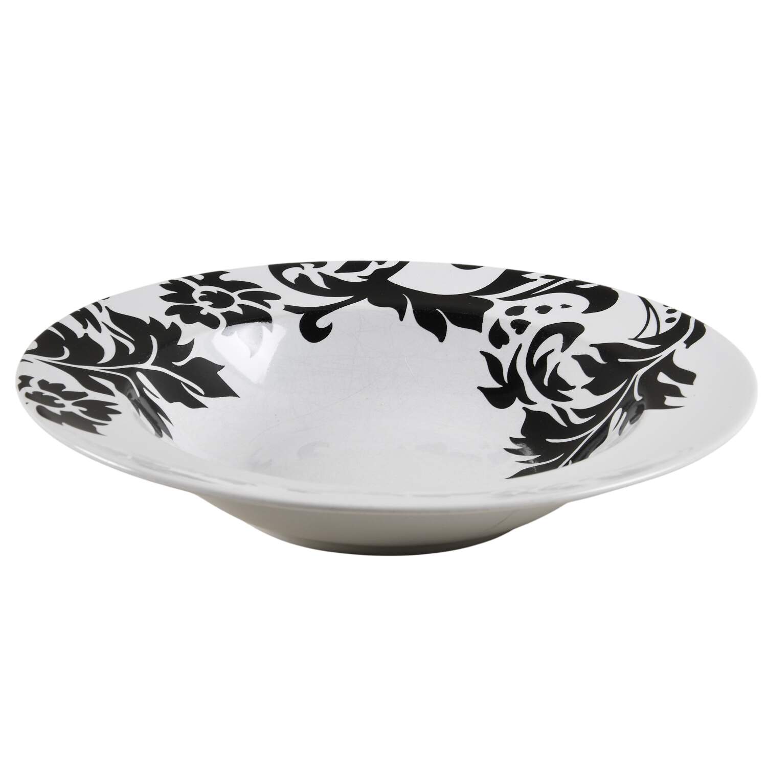 Damask Black Rim Soup Bowl by 222 Fifth (PTS)-1