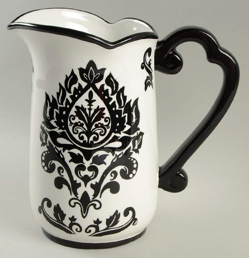 Damask Black 64 Oz Pitcher by 222 Fifth (PTS)-1