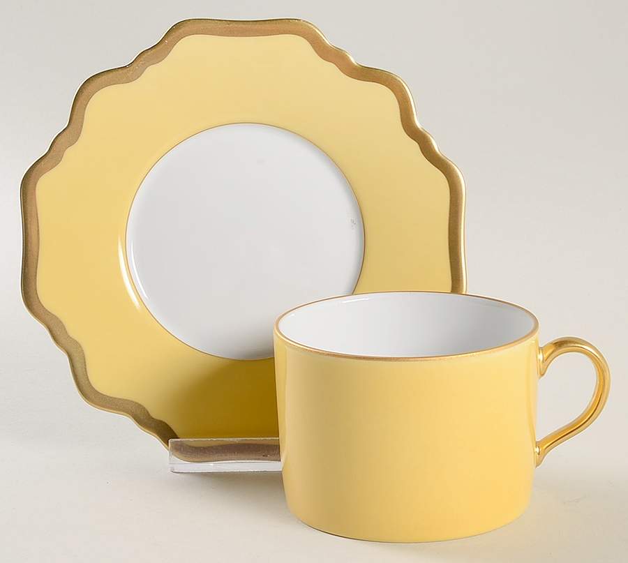 Anna's Palette Sunburst Yellow Flat Cup & Saucer Set by Anna Weatherley-1