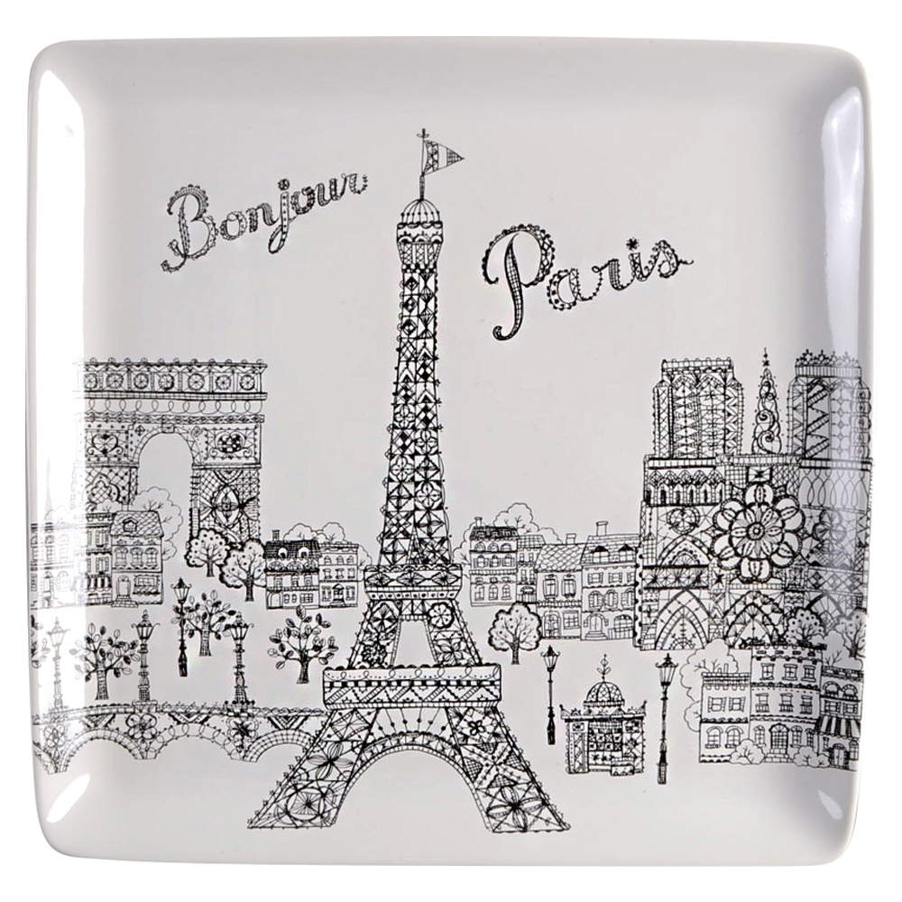 Bonjour Paris 14" Square Chop Plate by 222 Fifth (PTS)-1