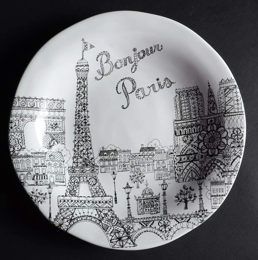 Bonjour Paris Dinner Plate by 222 Fifth (PTS)-1