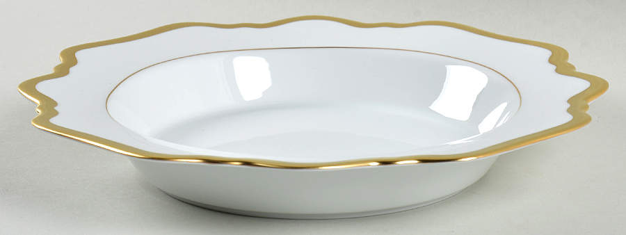 Antique White (Gold Trim) Large Rim Soup Bowl by Anna Weatherley-1