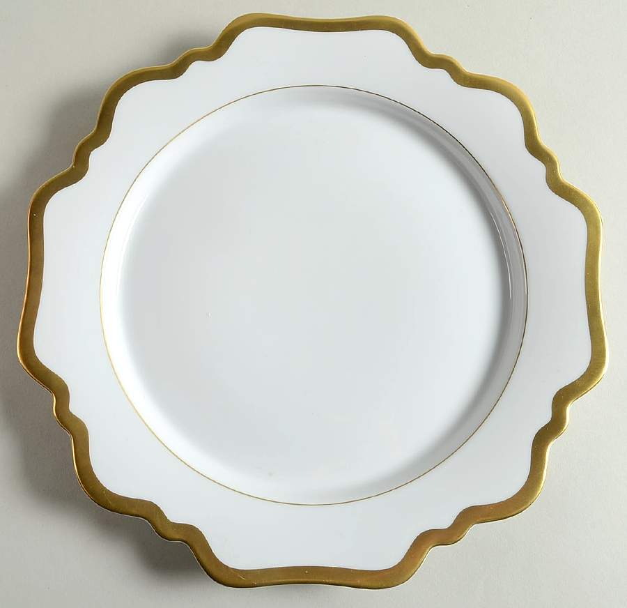 Antique White (Gold Trim) Dinner Plate by Anna Weatherley-1