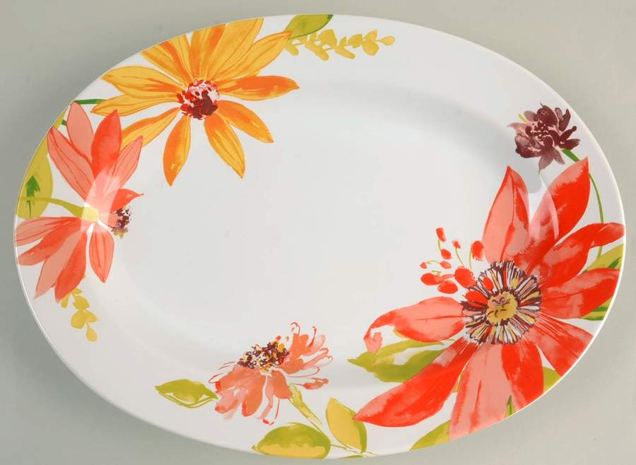 Summer Daisies 14" Oval Serving Platter by 222 Fifth (PTS)-1