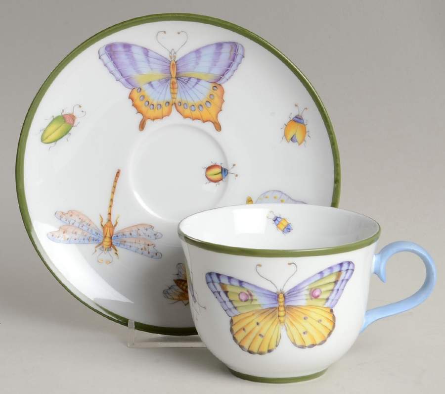 Butterfly Green Flat Cup & Saucer Set by Anna Weatherley-1