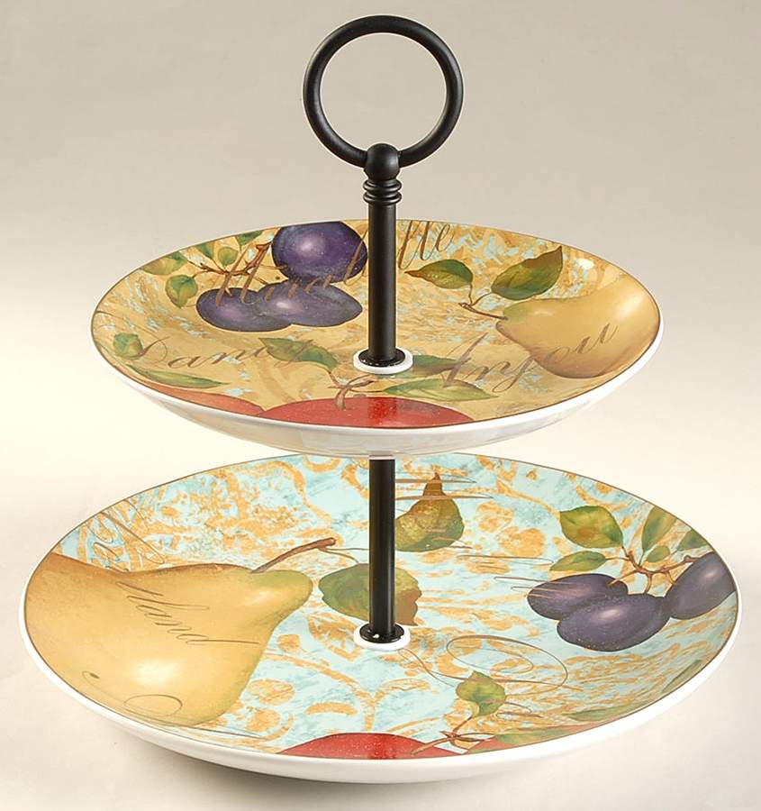 Fruit Renaissance 2 Tiered Serving Tray (Dinner & Salad Plate) by 222 Fifth (PTS)-1