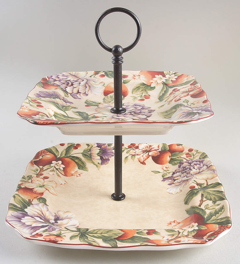 Bellora 2 Tiered Serving Tray (Square Dinner&Salad Plate) by 222 Fifth (PTS)-1
