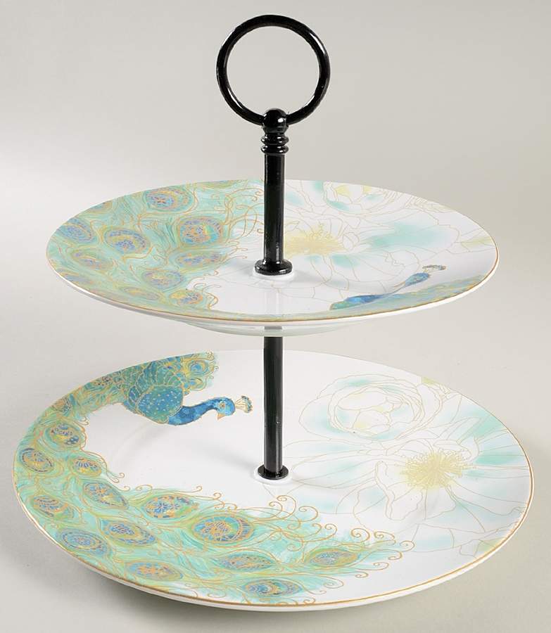 Lakshmi 2 Tiered Serving Tray (Dinner & Salad Plate) by 222 Fifth (PTS)-1