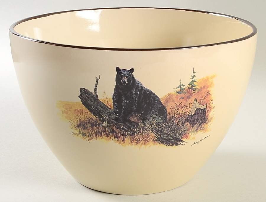 Bear on Log (Adventure) 9" Mixing Bowl by Anglers Expressions-1